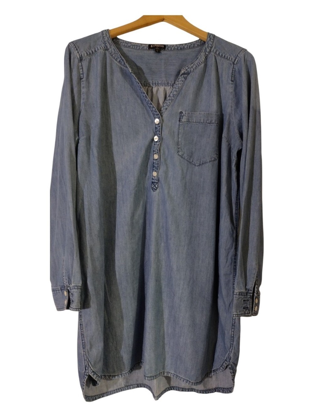 Express Light Blue Denim Button-Up Tunic